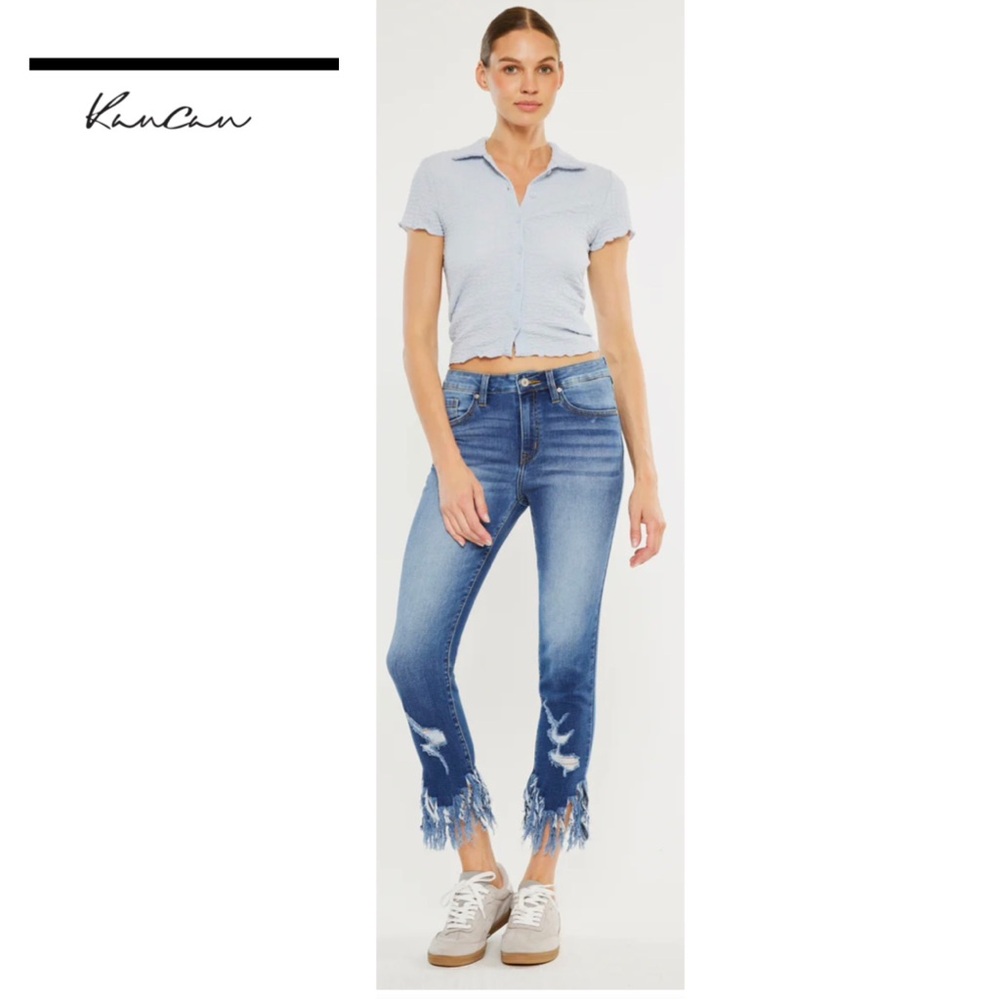 KanCan Women's Blue Distressed High Rise Skinny Jeans